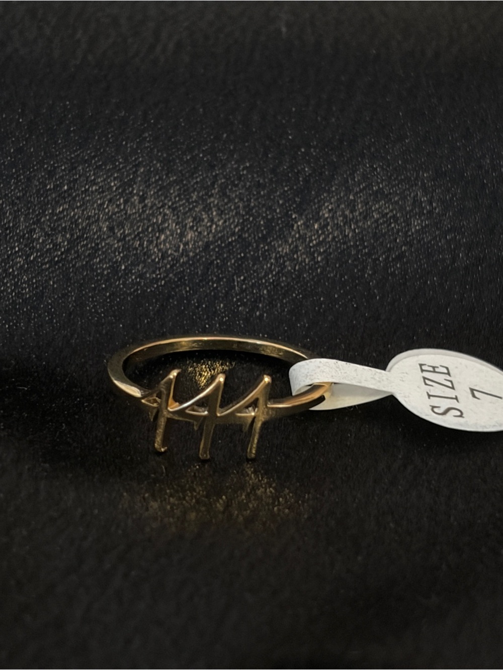 Gold Plated 444 Angel Numbers Accent Ring - Size 7 - Picture 3 of 6
